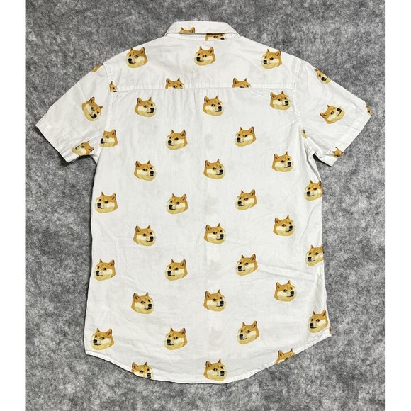 Phirts Shirt Men’s S White Button Up Allover Corgi Dog Print 100% Cotton - Picture 3 of 17